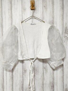 Cateqlo Mixed Material Bolero Blouse White